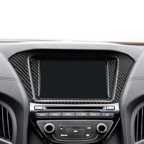 Car Center Console Navigation Display Trim Stickers Decals Compatible with Hyundai Genesis Coupe 2013 2014 2015 2016 Real Carbon Fiber Interior Accessories - color: Gps Screen