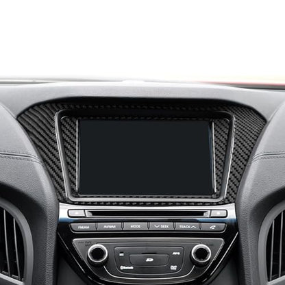 Car Center Console Navigation Display Trim Stickers Decals Compatible with Hyundai Genesis Coupe 2013 2014 2015 2016 Real Carbon Fiber Interior Accessories - color: Gps Screen