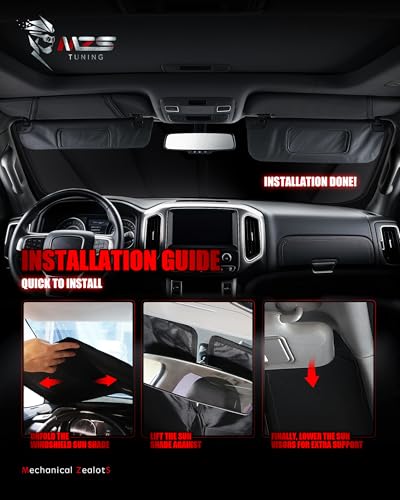 MZS Windshield Sun Shade Compatible with Tacoma 2016-2023, Foldable Truck Sun Shade Shield with Storage Pouch, Front Window Visor Sunshade for Interior Protector - size: Tacoma 2016-2023
