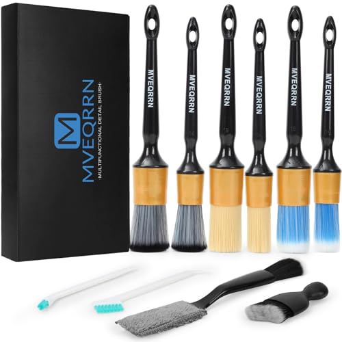 10PCS Car Detailing Brush Set,Boars Hair Car Cleaning Detail Brush kit,Ultra Soft No Scratch Car Dust Brush,Car Interior Detailing Brushes Kit,Detail Brushes Car Detailing for Interior Exterior(gold) - color: 10pcs detail brush gold