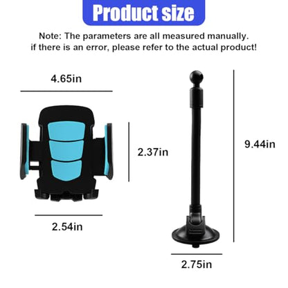 Car Phone Holder Mount, Gooseneck Long Arm Cell Phone Holder, Windshield Window, Dashboard Anti-Shake Handsfree Stand with Strong Suction Cup, Fit for Most Cellphone(Blue) - color: Blue