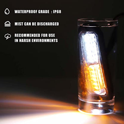 WINECO Amber/White LED Strobe Lights Kit - 8pcs 12-LED Flashing Emergency Warning Lights for Trucks, Cars and Vehicles - color: Amber White