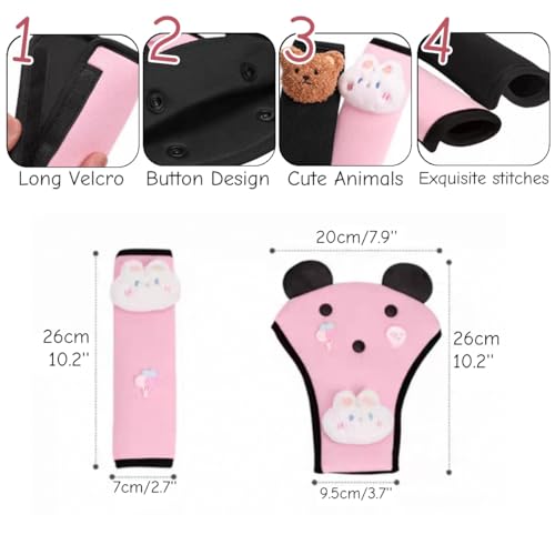 Seat Belt Cover Pad for Kids, Cute Animal Child Seatbelt Covers for Girls and Boys (Bear(Black)) - color: Bear(black)