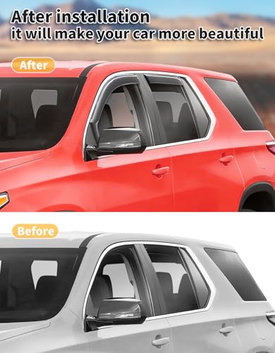 in-Channel Window Rain Guards Fit for Chevy Chevrolet Traverse 2018 2019 2020 2021 2022 2023, Extra Durable Window Visors Window Deflectors Vent Visors Vent Shades Car Accessories-4 pcs - size: Fit for 2018-2023 Chevy Traverse