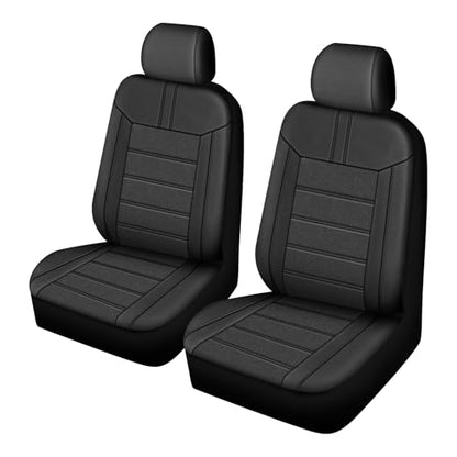 AUTOYOUTH Leather Car Seat Covers, Air Cool Mesh Design, Airbag Compatible Car Seat Covers Front Seats, Enhanced Comfort for Most Cars, SUVs, Vans - Black - color: Black