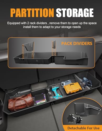 KINGGERI Under Seat Storage Boxes Compatible with 2019-2026 Chevy Chevrolet Silverado 1500/GMC Sierra 1500, 2020-2026 Silverado/Sierra 2500HD/3500HD | Double & Crew Cab Rear Underseat Organizer Box - size: 2019-2026 Chevy Silverado/GMC Sierra 1500