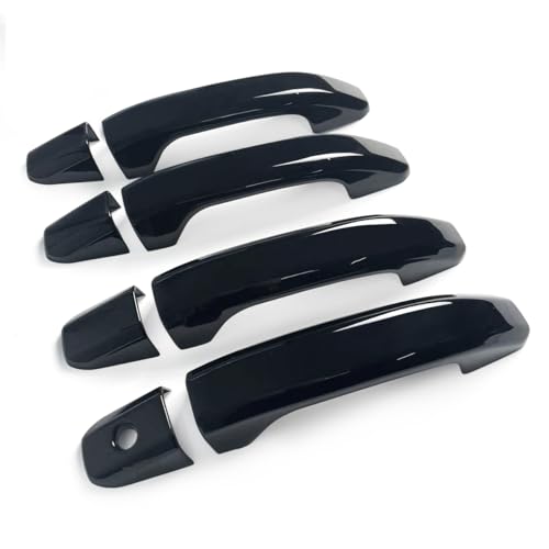 8PCS Door Handle Covers Trim Compatible with 2014-2020 Chevrolet Silverado+GMC Sierra Suvs Trucks Glossy-Black Without Passenger Keyhole - color: Glossy Black, size: 14-19 Silverado No Smartkeyhole