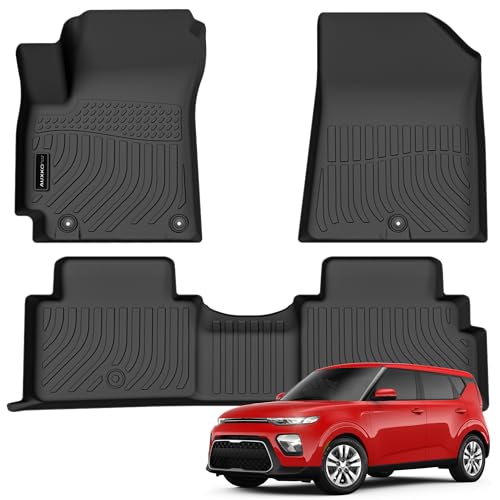 AUXKO All Weather Floor Mat Fit for Kia Soul 2026 2025-2020 TPE Rubber Liners Soul Accessories All Season Guard Odorless Anti-Slip Liner Black - size: soul|2020-2026|floor mats