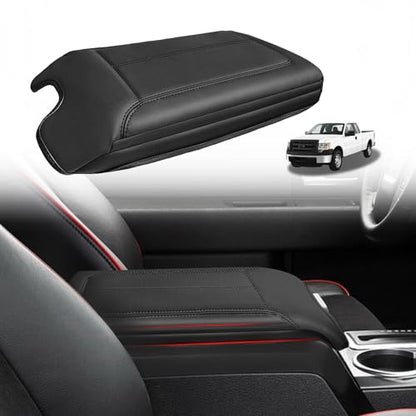 Muslogy Center Console Armrest Cover Fit for Ford F-150 F150 2009-2014 Accessories, Comfort Armrest Pad Console Lid Cushion Vegan Leather 1-Inch Extra Thick(Bucket Seat ONLY) - size: 2) 09-14 |F150| Bucket Seat, +Thick
