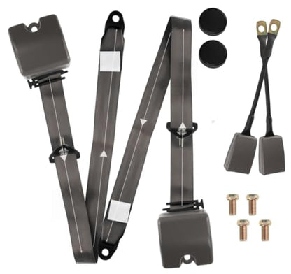 2 Pack 3 pt Pads Adjustable Retractable Straps Cover Universal Replacement Set for Golf Cart Go Kart,Club Golf Cart,Minivan Van,SUV,UTV, VR,Pickup,Truck for Modification Seatbelt Protective Covers Kit - color: Gray
