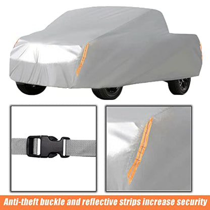 Full Coverage Car Cover All Weather Outdoor & Indoor Silver Pickup Truck Universal up to 210 L x 70 W x 65 H - size: 210 L x 70 W x 65 H