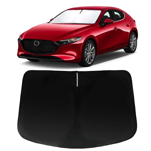 Windshield Sun Shade for 2019-2025 2026 Mazda 3 Mazda3, Car Front Window Sunshade with 240T Sun Visor Protector Blocks UV Rays Heat Sun Shield Accessories - size: For Mazda 3 2019-2026