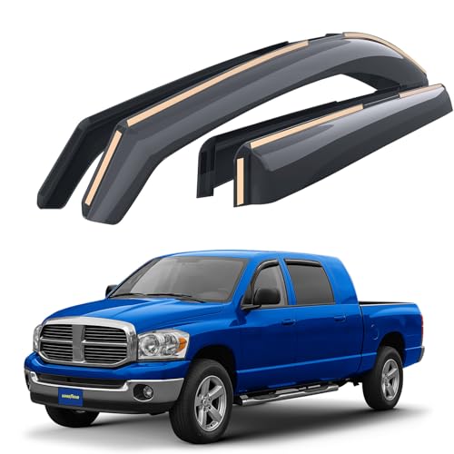 Goodyear Shatterproof in-Channel Window Deflectors for Dodge RAM 2002-2008 MegaCab, Rain Guards, Window Visors for Cars, Vent Deflector, Car Accessories, 4 pcs - GY008047 - color: For RAM 02-08