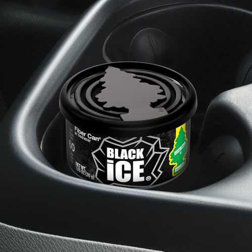LITTLE TREES Car Air Freshener | Fiber Can Provides Long Lasting Scent for Auto or Home | Recycled Fiber | Black Ice, 4 Air Fresheners - color: Black Ice