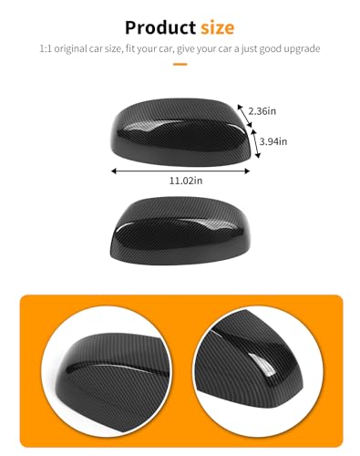 Carbon fiber Upper Mirror Caps Covers Compatible with 2007-2014 Chevy Silverado GMC Sierra Avalanche Tahoe Suburban Yukon Escalade ESV Side View Upper Mirror Cover Caps (Left Right) - color: Carbon Fiber (Half upper mirror cover)