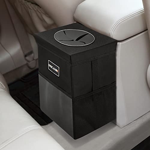 Car Trash Can with Lid - Trash Bag Hanging with Storage Pockets Leak-Proof SUV Organizer Collapsible and Portable Waterproof Truck Garbage Bin, 2.6 Gal Large Capacity Multipurpose Trash Bin for Van - size: 2.6 Gal