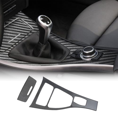 Real Carbon Fiber Gear Shift Panel Trim Compatible with BMW 3 Series E90 E92 E93 2006-2013, Interior Decor Sticker Accessories for 325i, 328i, 330i, 335i - color: Style 1
