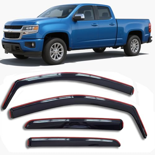in-Channel Window Visors Rain Guards Compatible with Chevrolet (Chevy) Colorado/GMC Canyon 2015-2022 Crew Cab Wind Deflectors Vent Visor Sun Shades Window Shields - size: For Colorado/Canyon 15-22