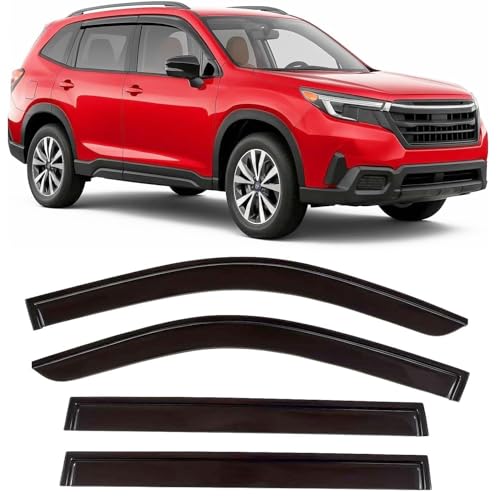 2025 2026 Tape-On Rain Guards for Subaru Forester Side Window Visor Deflectors Premium Sport Limited Touring Hybrid Wilderness Tinted Vent Shade Protectors - size: For Subaru Forester 2025-2026