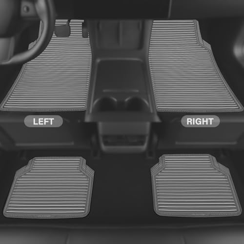 CAR PASS Gray Rubber Car Floor Mats & Cargo Liners, All Weather Car Mats & Trunk Mats,Waterproof Automotive Floor Mats Trim to Fit for Most Cars Sedans SUVs Vans, Durable Heavy Duty Anti-Slip, Gray - color: Gray with cargo liner