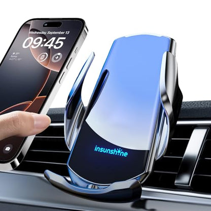 Wireless Car Charger, MAX 15W Fast Charging Auto Clamping, Sensing Phone Holder Mount, fit for iPhone 16 15 14 13 12 Pro Max Xs X, Samsung Galaxy S24 Ultra S23 S22 S21 S20 Note20 (1-Silver) - color: 1-Silver