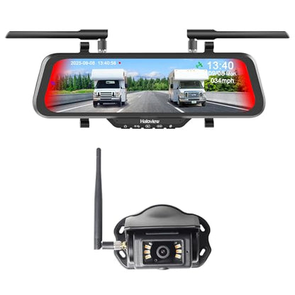 Haloview Byte Tango BT16-V1 1080P Mirror Dashcam & Wireless Rearview Camera System with Blind Spot Detection (BSD) for RV (Height 9.2-13.1ft) - BT16-V1