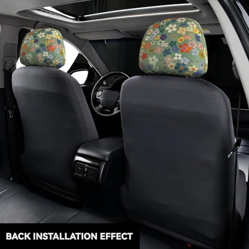Daisy Floral Car Headrest Covers Wildflower Cute 2PCS Seat Pillow Protective Covering Flower Anti-Scratch Elastic Comfortable Headrest Cushion Case for Vehicle Truck SUV Vans Sedans - color: Daisy