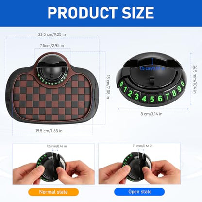 Multifunction Car Anti-Slip Mat, 360° Rotatable Phone Holder Dashboard Pad with Temporary Parking Number, Universal Anti-Slip Car Dashboard Mat for Phones Keys Sunglasses Gadgets (Black)