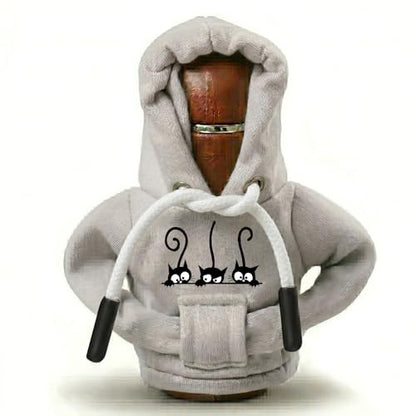 Funny Cat Gear Shift Hoodie, Universal Car Shift Knob Cover,Aesthetic Manual Automatic Stick Shifter Cover Mini Hoodie,Cute Black Cat Car Accessories Gifts for Cats Pet Love Drivers Women Men - color: Cat
