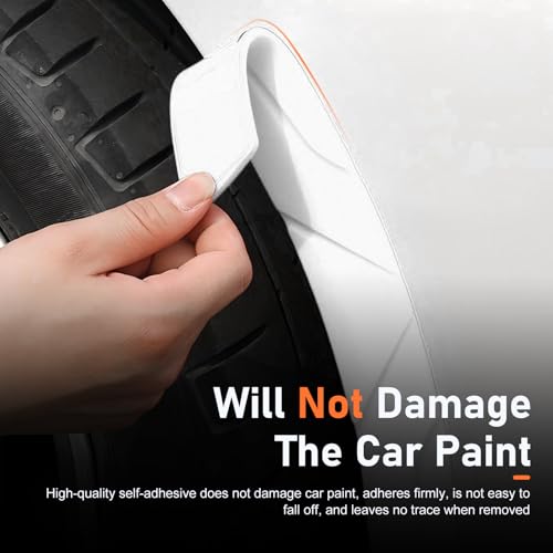 2 PCS Car Wheel Eyebrow Strips, Thickened Anti Collision Arch Lip Trim Strips, Self Adhesive Car Wheel Eyebrow Protector, Universal for Most Vehicles (White) - color: White