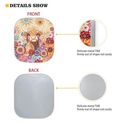 Highland Cow Windshield Sun Shade 2 Piece Mandala Flower Windshield Sunshade Sun Visor Protector Sun Reflector Blocks UV Sun and Keeps Your Vehicle Cool - color: Highland Cow Mandala Flower