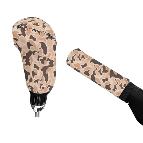 Handbrake and Gear Shift Knob Cover 2 Piece Automobile Hand Brake Cover Car Interior Accessories - color: Duck Camo