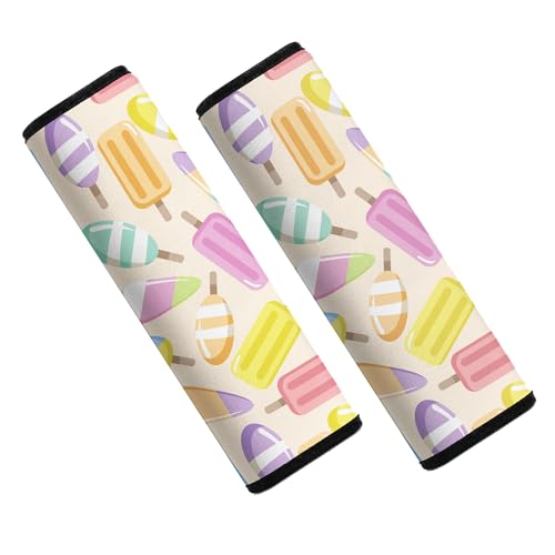 Seat Straps Shoulder Pads for Kids - Seat Belt Cover Pad, Perfect for Car Booster Seats, Strollers, High Chair, Backpacks, and More, Ice Cream - color: 2 Pack ice cream