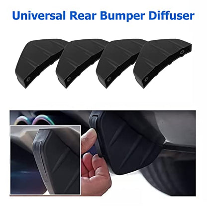 4pcs Car Rear Lower Bumper Wing Lip Diffuser, Anti-Crash Accessories Spoiler Shark Fin Protector, Rear Bumper Splitter Lip Wing with Screw, Universal Auto Decoration for Car SUV Truck - style: Black