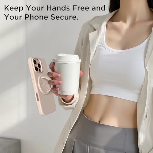 Magnetic Phone Grip Ring Holder, Liquid Silicone Magnet Cell Phone Grip Finger Loop, Compatible with Magsafe, Back of Phone for iPhone 17/16/15/14/13/12 Series, Oat - color: Oat