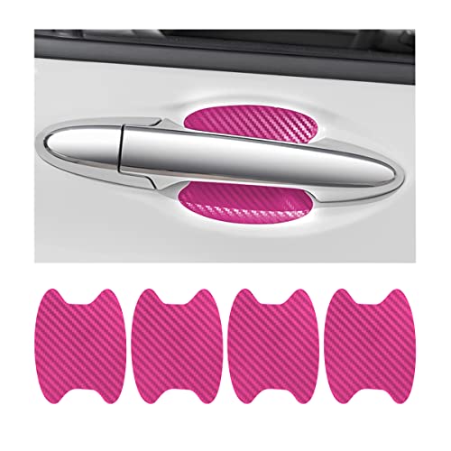 4PCS Door Handle Protector Sticker, Universal Carbon Fiber Anti-Scratches Auto Door Handle Protective Film, Side Paint Cover Guard Stickers Fit for Most Handles (Pink/4PCS) - color: Pink/4PCS