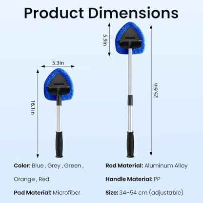 Longer Extendable Windshield Cleaning Tool,Car Window Cleaner Windshield Cleaner and Washable Microfiber Pads with 4 Reusable and 2 pcs Spray Bottles for Car and Home Window (Grey) - color: Grey