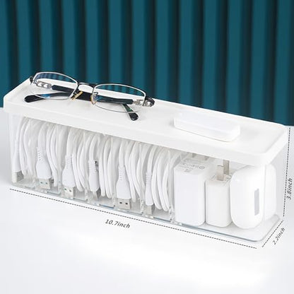 Charger Cable Cord Storage Organizer Box - 1 Pack With Lid - Easy Storage Without Cable Ties - style: Minimalist