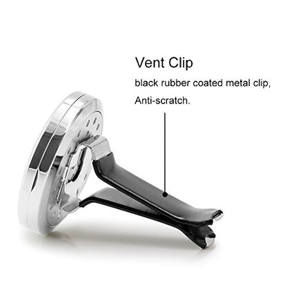 RoyAroma Car Air Freshener, 2PCS 30mm Car Aromatherapy Essential Oil Diffuser Stainless Steel Cars Diffuser with Vent Clip 12 Felt Pads - color: Silver a