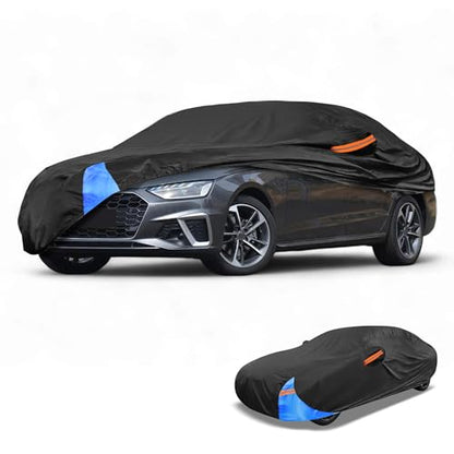 Waterproof All-Weather Universal Car Cover with Right Side Zipper, 190T Polyeste Black Blue Fits for Sedan 177" to 185" Length - size: Fit for Sedan Length 177" to 185"