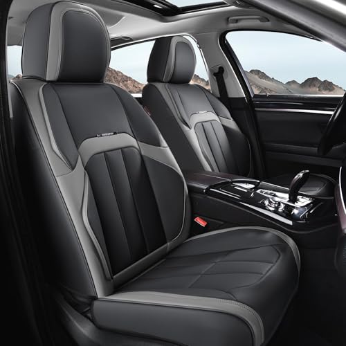 Coverado Car Seat Cover, Cover for Cars Front Seat, Premium Leather, Universal Fit Waterproof Seat Protectors, Car Seat Cushion Non-Slip for Most Cars-BlackGray - color: BlackGray, size: Front Pair