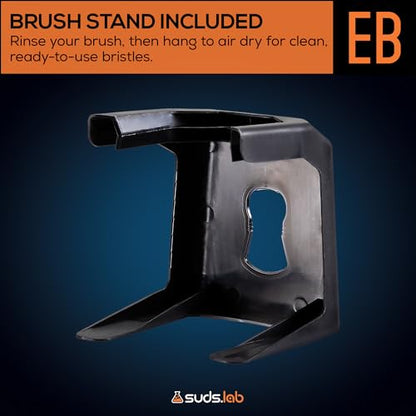 Suds Lab Elite-Bristle Boar’s Hair Car Detailing Brush – Deep Cleaning Car Detail Brush with Stand – Metal-Free, High Absorbency Detailing Tool for Scratch-Free Interior & Exterior - size: Boar Hair