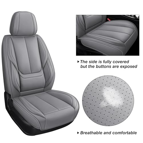 MINGBRON Leather Car Seat Covers,Car Seat Covers Full Set,Automotive Seat Covers 5 Seats,Fit for Most Cars SUV and Most Sedans Grey - color: Grey 3, size: 5 Seat Covers (Front & Rear)