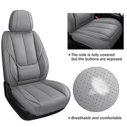 MINGBRON Leather Car Seat Covers,Car Seat Covers Full Set,Automotive Seat Covers 5 Seats,Fit for Most Cars SUV and Most Sedans Grey - color: Grey 3, size: 5 Seat Covers (Front & Rear)