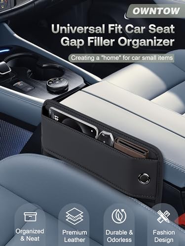 Premium Leather Car Seat Gap Filler Organizer (0.2”-1.2" Gaps), Clever Gifts for Car SUV Truck Owners (Black, 2 Pack) - color: 02 Black, 2 Pack