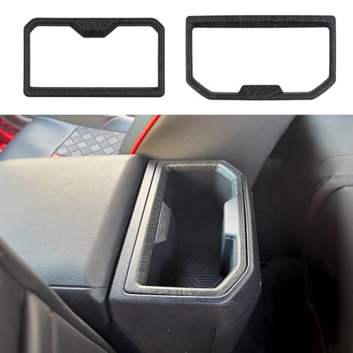 ABS Front Rear C u p Holder Frame Cover for Toyota Tacoma 2024 2025 2026 Interior Accessories Center Console Decor Trim (Black Wood, Front & Rear C u p Trim Cover) - color: Black Wood, size: 2 x Only For Tacoma C u p Frame