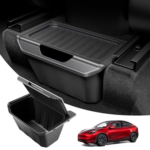 Wigoo Upgrade Tesla Model Y Accessories Rear Center Console Organizer [Partitioned Storage & Stable Installation] Backseat Storage Box for Tesla Model Y 2020~2025 (Not Fit Model Y Juniper) - size: Model Y 2020~2025