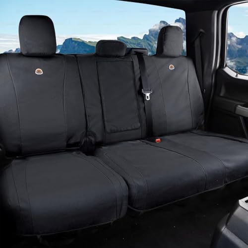 Coverado Rear Car Seat Covers, Waterproof Canvas Seat Protector for Car Seat Cushions for Kids & Dogs, Seat Covers Compatible with 2015-2026 Ford F150 & 2017-2026 Ford F250 F350 F450(Black, 2PCS) - color: Black, size: Rear