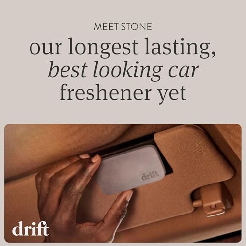 Drift Car Air Freshener - Stone Air Freshener Car Odor Eliminator - Long Lasting Scent - Auto Accessories - Metal Clip - Essential Oils - Clean Ingredients - Teak Scent Starter Kit
