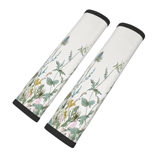 Seat Belt Cover Pad Wildflowers Leaves Soft Safety Car Automotive Seat Belt Pads Cushion Shoulder Strap Covers for Cars or Bags, 2 Pcs - color: Wildflowers Leaves